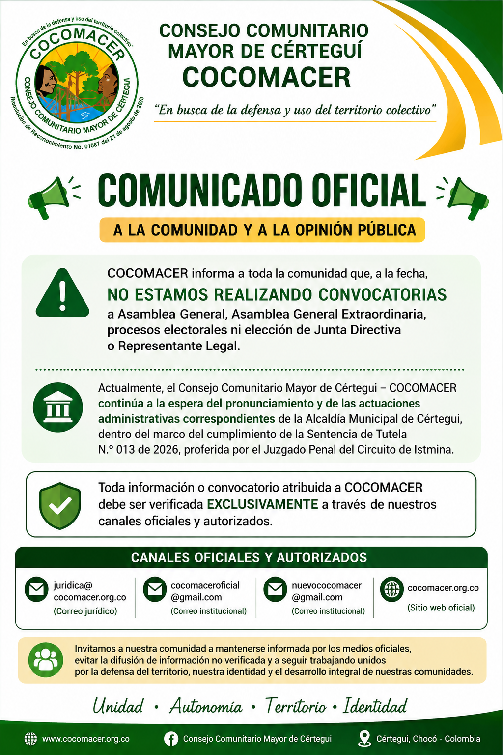 Comunicado Oficial COCOMACER